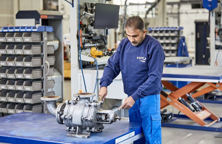 EDUR self priming pumps in assembly hall