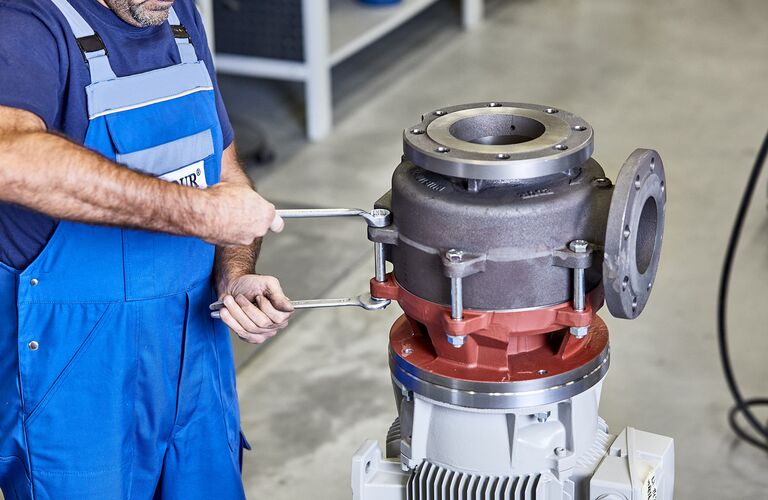 EDUR Single Stage Close-coupled Pump in assembly hall